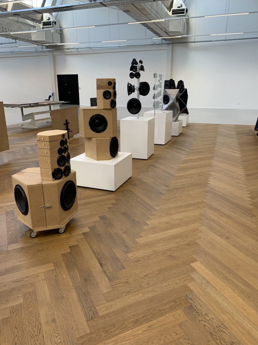 prototype speakers on plinths